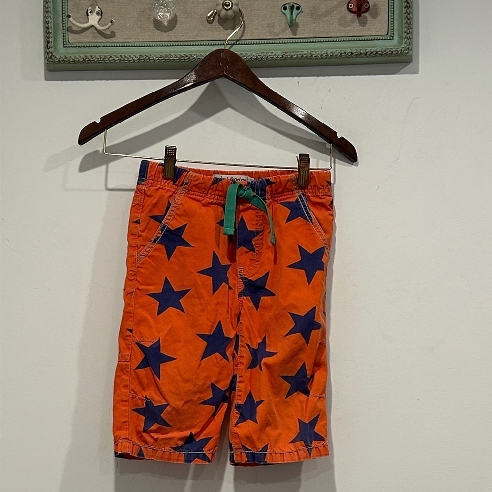 Mini Boden Orange Board Shorts with Blue Stars Boys size 7